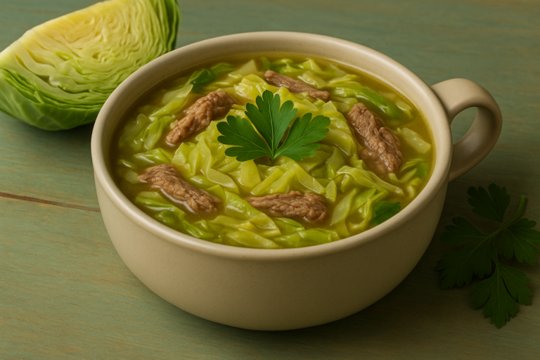 Sopa de Repolho com Patinho Desfiado