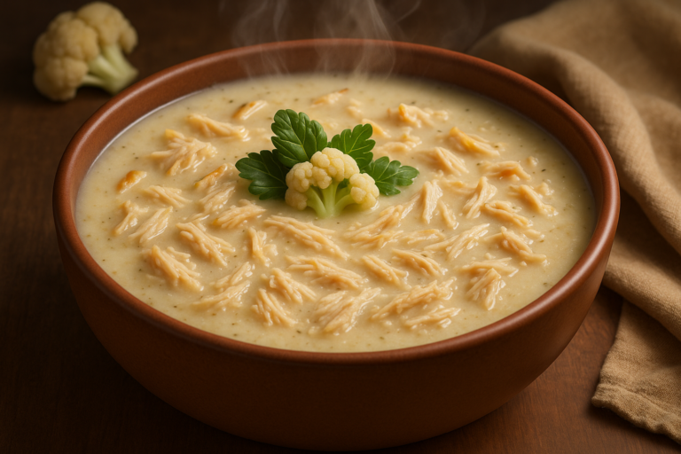 Sopa Cremosa de Couve-flor com Frango